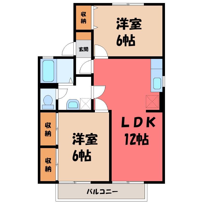 プルミエ・ラムールA(2LDK/2階)の間取り写真