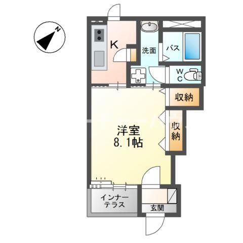 サクシード鹿島谷B(1K/1階)の間取り写真