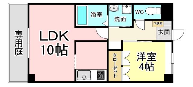 イマーレ(1LDK/1階)の間取り写真