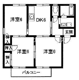 ファミールメゾンA棟(3DK/2階)の間取り写真