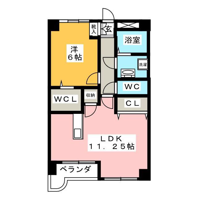 コーポワコー(1LDK/4階)の間取り写真