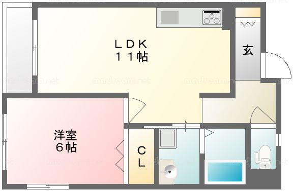 ニューガーデン壱番館(1LDK/3階)の間取り写真