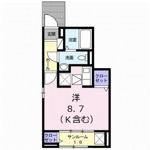 ヤマコウバシ(ワンルーム/1階)の間取り写真