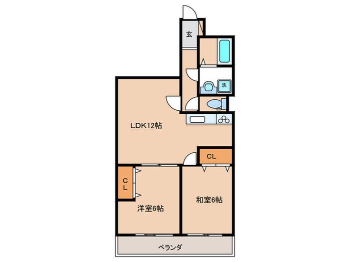 パステル12(2LDK/7階)の間取り写真