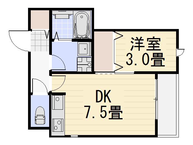 リーフルカ・ケイ(1DK/1階)の間取り写真