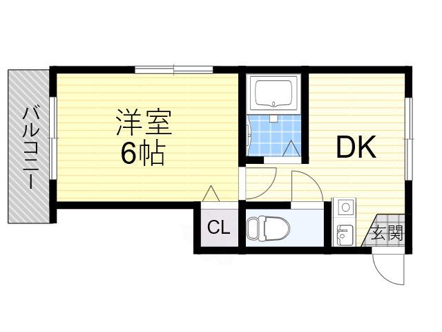 シャトル市大前(1DK/2階)の間取り写真