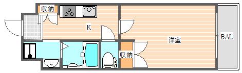 CLUB ORIENT NO.105(1K/8階)の間取り写真
