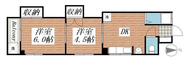 丹羽マンション(2DK/4階)の間取り写真