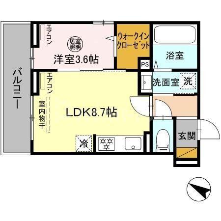 D-ROOM末広2丁目(1LDK/2階)の間取り写真
