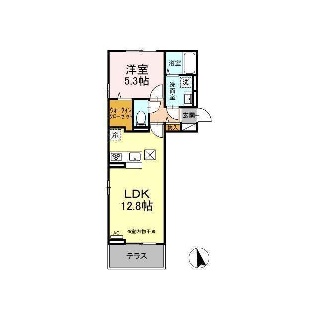 DーROOM清水新居I(1LDK/3階)の間取り写真