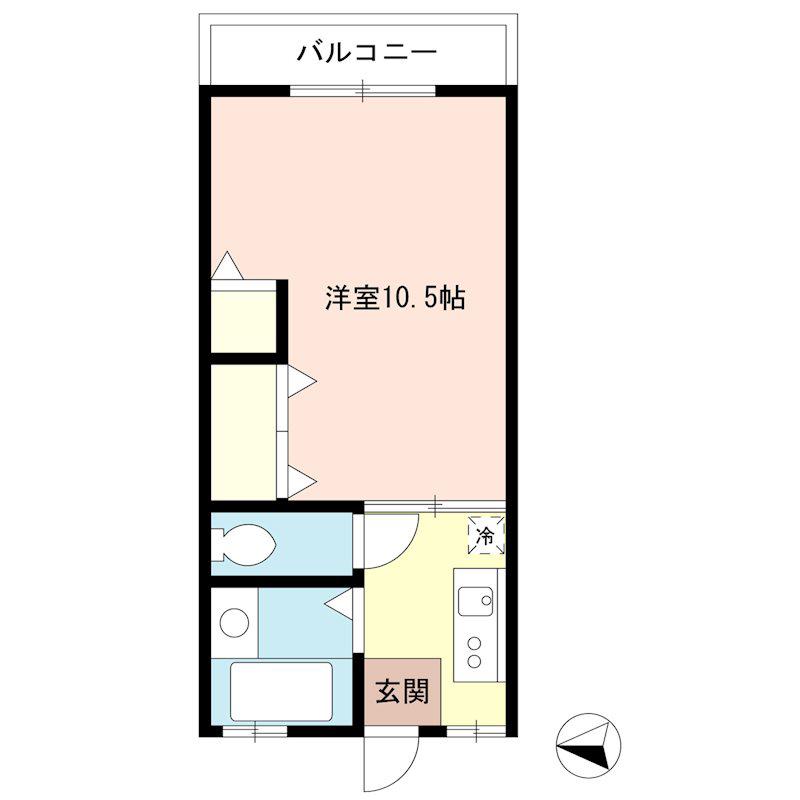 長島ワラビコーポ(1K/3階)の間取り写真