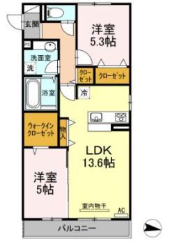 シェルーカルム(2LDK/2階)の間取り写真