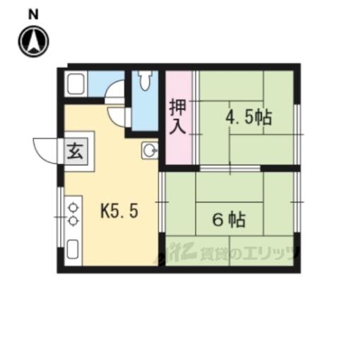 ハイツ赤尾(2DK/1階)の間取り写真