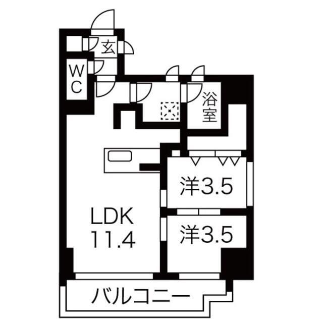 シーズンフラッツ錦糸町ウエスト(2LDK/3階)の間取り写真