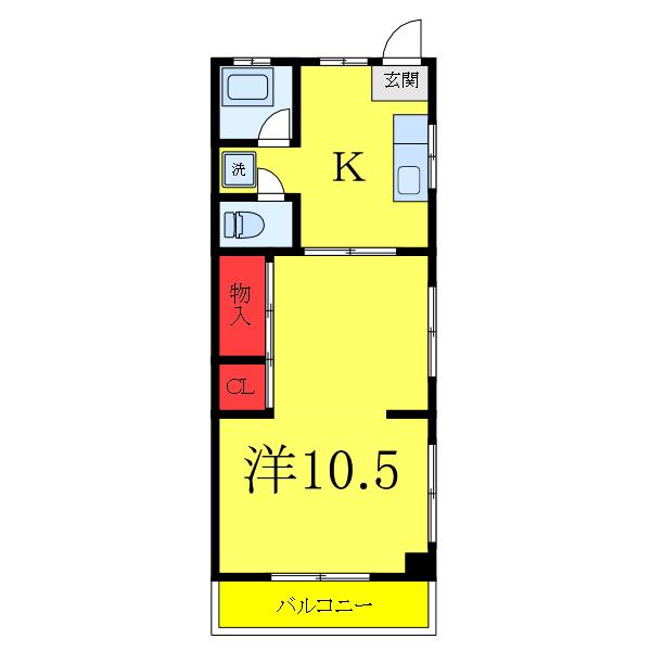 旭マンション(1K/3階)の間取り写真