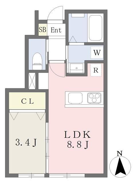 仙台市地下鉄東西線 国際センター駅(宮城) 徒歩17分 2階建 築1年(1LDK/1階)の間取り写真