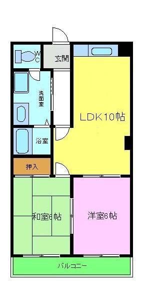 リバーサイドマンション(2LDK/1階)の間取り写真