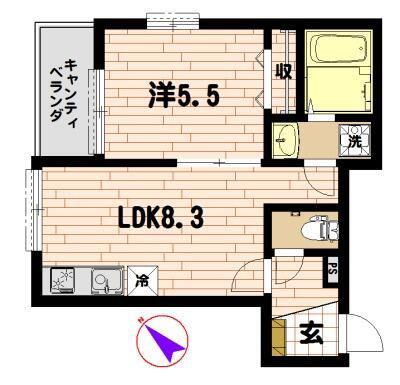 SETTLE湘南(1LDK/3階)の間取り写真