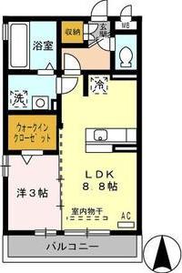 エクセレント アイランド(1LDK/2階)の間取り写真