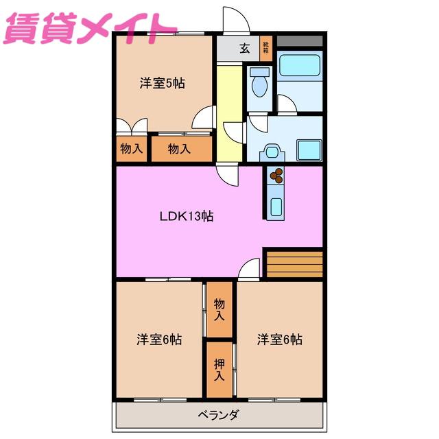 アルカディア(3LDK/4階)の間取り写真