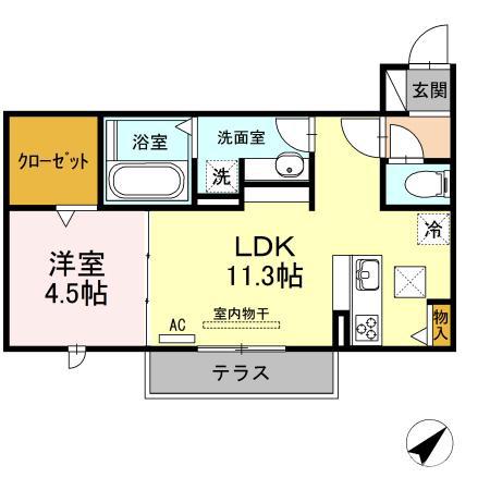 アメニティ橋口(1LDK/1階)の間取り写真