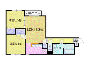 システムコート新札幌(2LDK/2階)の間取り写真