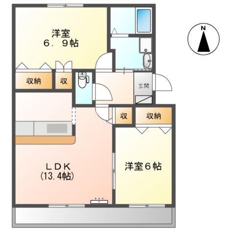プロニティAOKI(2LDK/2階)の間取り写真