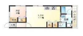 ドリカム塩屋(1LDK/1階)の間取り写真