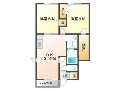 カーサ ミーア(2LDK/1階)の間取り写真