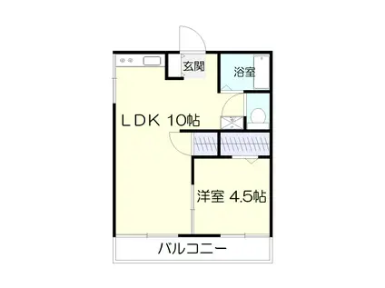 箱田ハイツ(1LDK/2階)の間取り写真