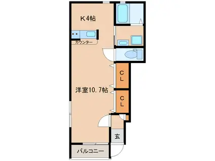 さくらAP-X(ワンルーム/1階)の間取り写真