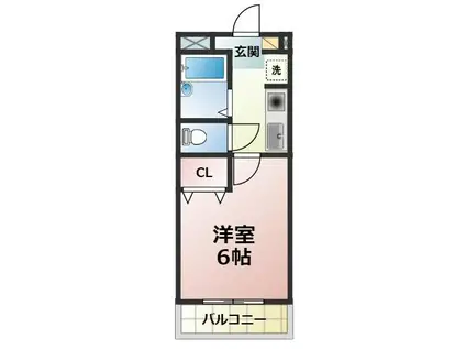 エクセル貴多川第6(1K/1階)の間取り写真