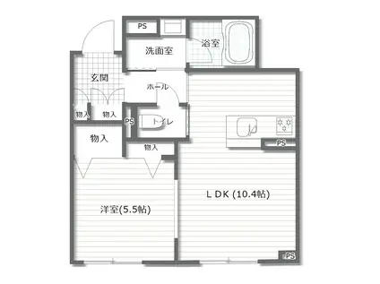 ジャスミン伊那B棟(1LDK/2階)の間取り写真
