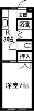 サンハイツユラ(1K/2階)の間取り写真