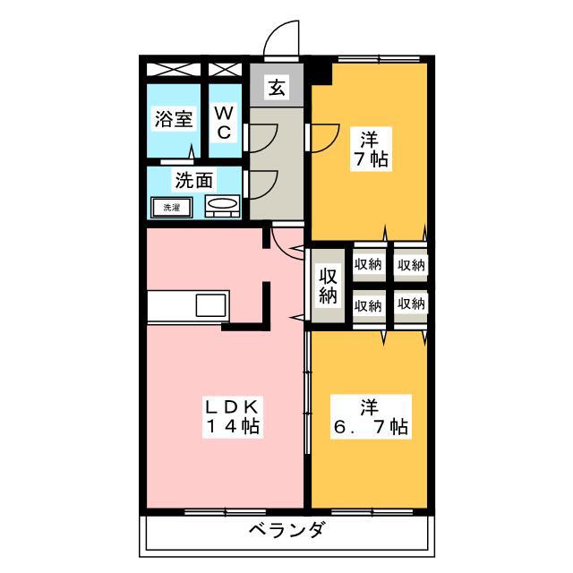 リンピア愛野(2LDK/3階)の間取り写真