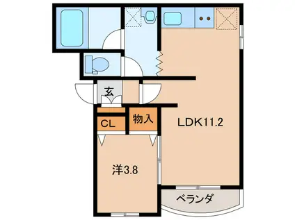 セルジェミドルリバー(1LDK/3階)の間取り写真