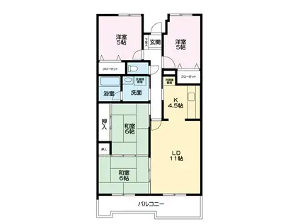 ルミエール薬師寺(4LDK/3階)の間取り写真