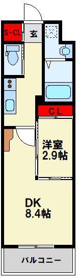 コンダクトレジデンスANO(1LDK/8階)の間取り写真
