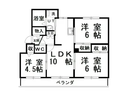 パティオス中標津(3LDK/2階)の間取り写真