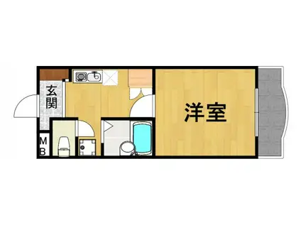 アッシュ宝塚(1K/1階)の間取り写真