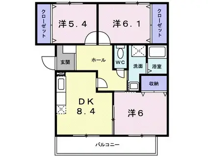 グレイスコート(3DK/3階)の間取り写真