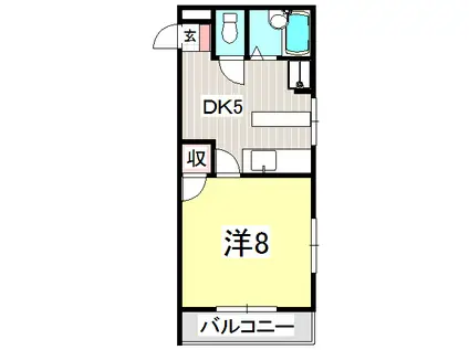 カクサン可美タウンシングル(1DK/1階)の間取り写真