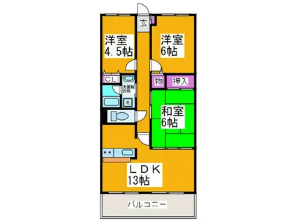 ボンソワール深井(3LDK/3階)の間取り写真