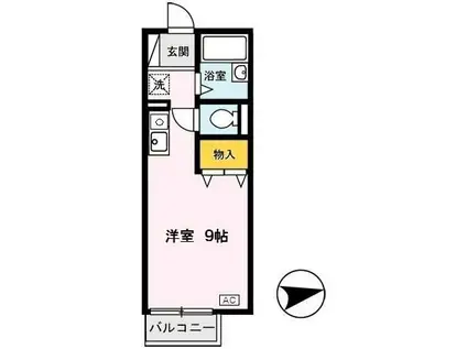 セジュール鈴蘭台(ワンルーム/1階)の間取り写真