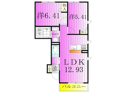 シャーメゾン西伊興(2LDK/1階)の間取り写真