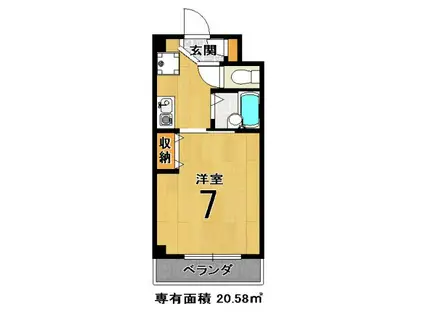 第18長栄レジデンス深草21(1K/3階)の間取り写真