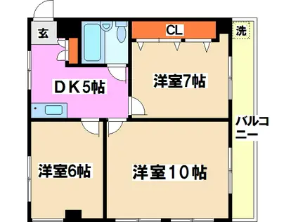 ドエルヤマト(3DK/3階)の間取り写真