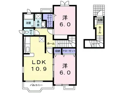 アプローズ ヴィラI(2LDK/2階)の間取り写真