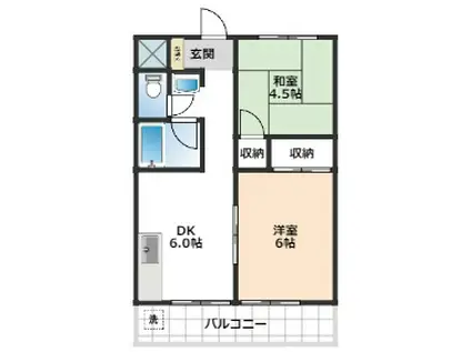 アパートメント・マコト(2DK/4階)の間取り写真