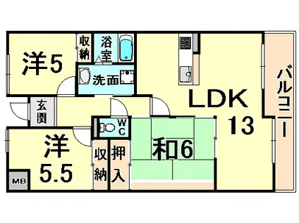 フィオーレオルティア(3LDK/4階)の間取り写真